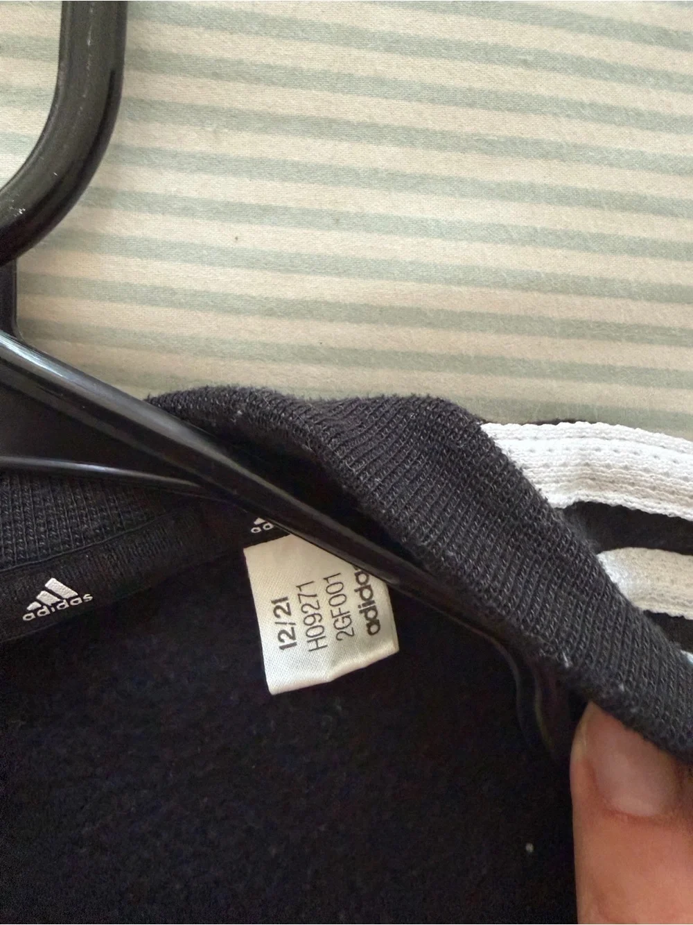 adidas Black Crewneck Sweater with White Stripes